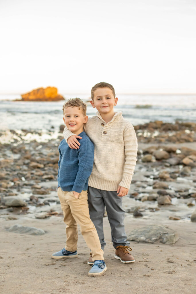 Two brothers at the beach Santa Barbara Family Photography